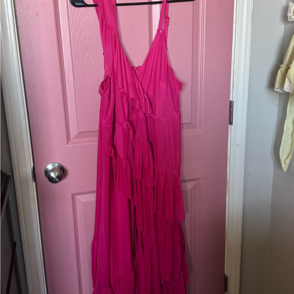 torrid Hot Pink One-Shoulder Ruffle Maxi Dress - Picture 2 of 3